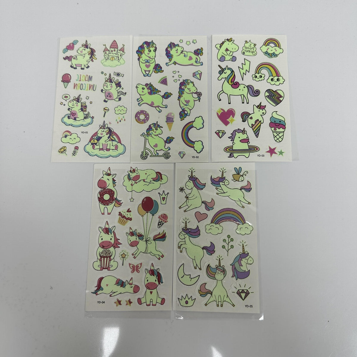 5pcs Unicorn Temporary Tattoos Shining In The Dark