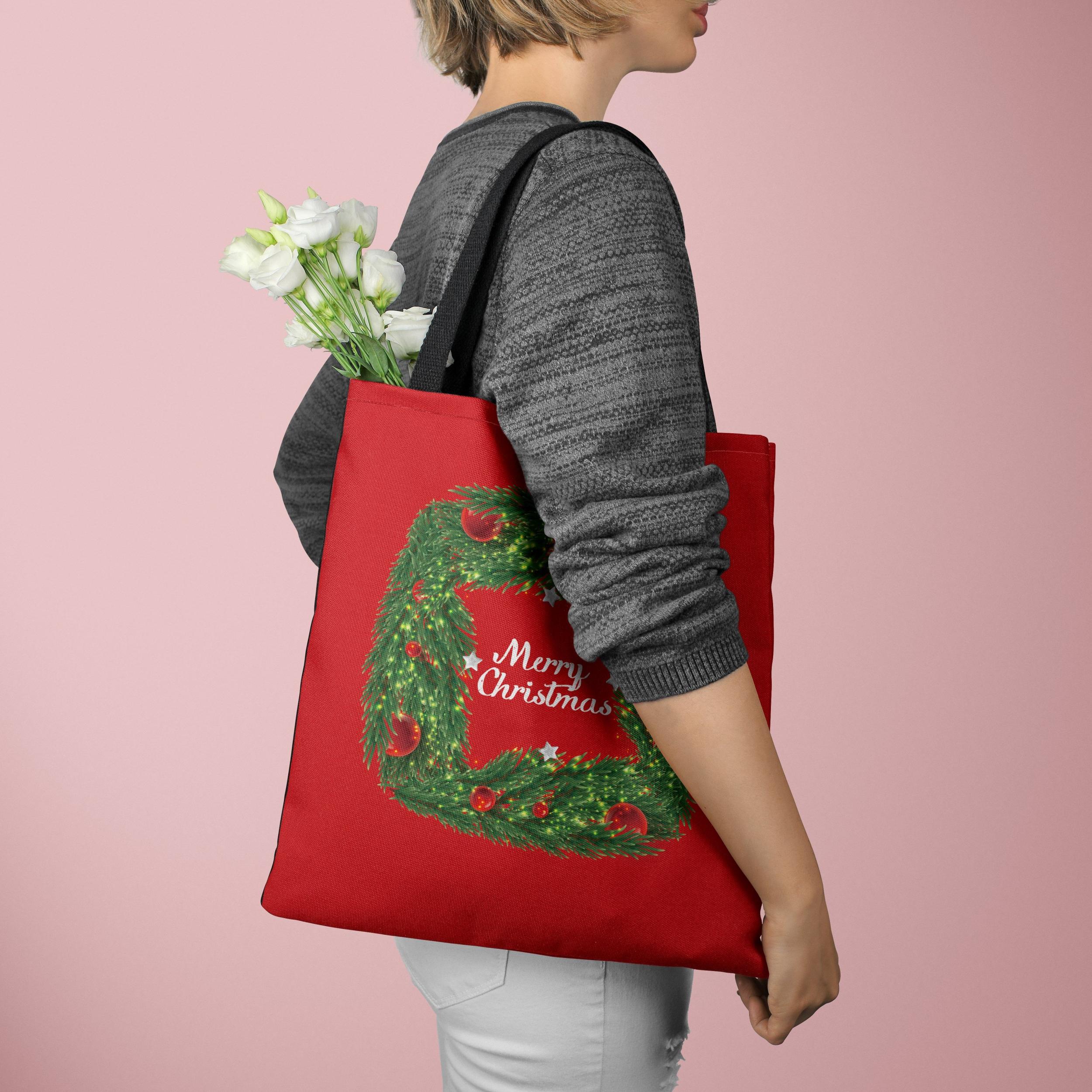 Christmas Canvas Bag Lightweight Shoulder Bag Tote Bag Handbag Shopping Bag