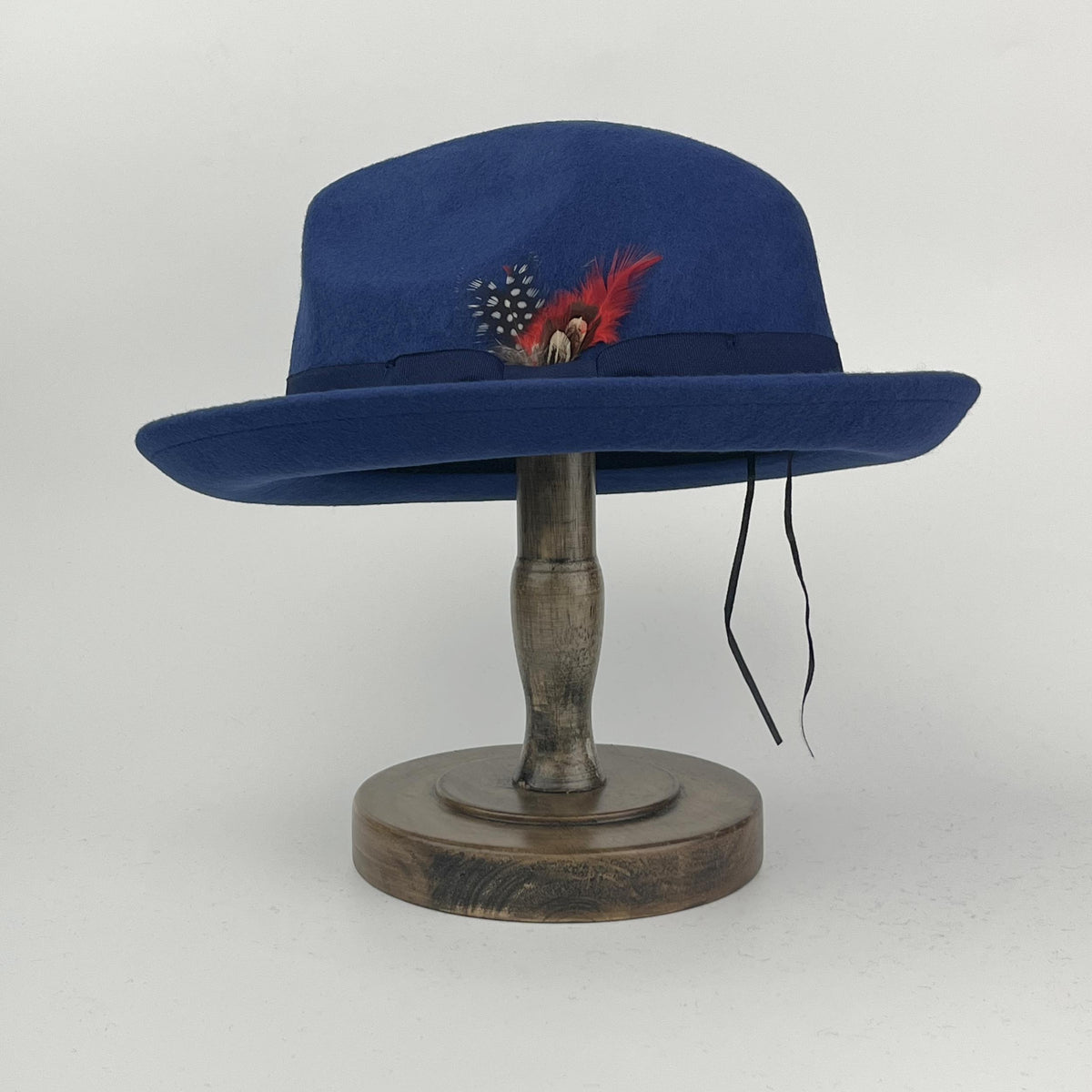 British Fedora Hats Men's Short Brim Tweed Jazz Hat Woolen Hat With Feather
