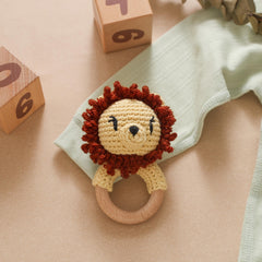 Handwoven Lion Rattle Toy Soft Plush Baby Bell Toy