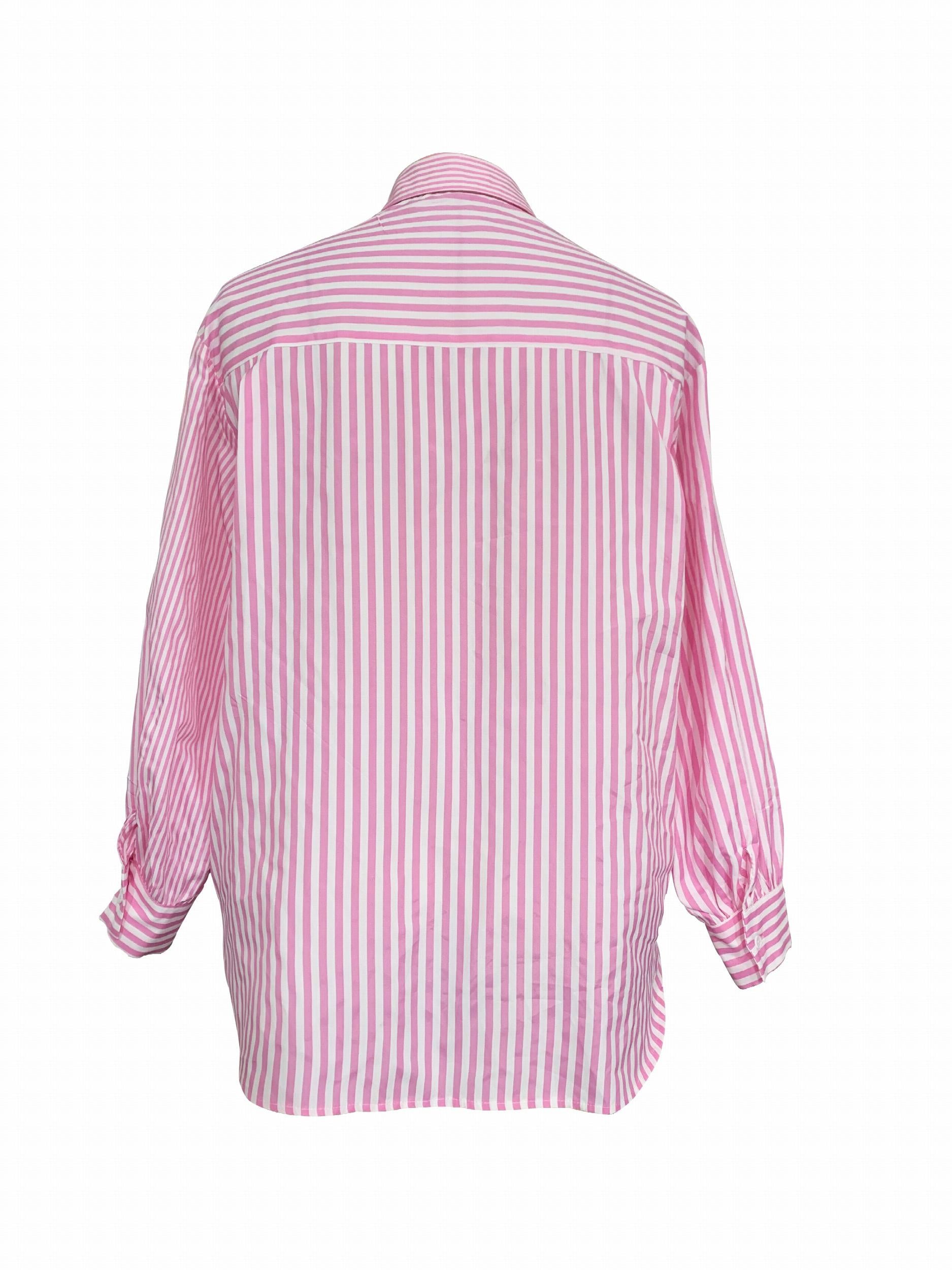  Womens Stripe Print Button Up Blouse