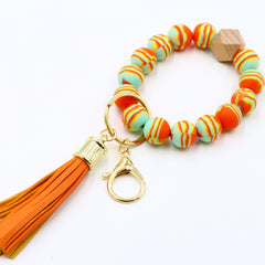 Colorful Beaded Bracelet Charms Tassel Decor Wrist Key Bag Pendant