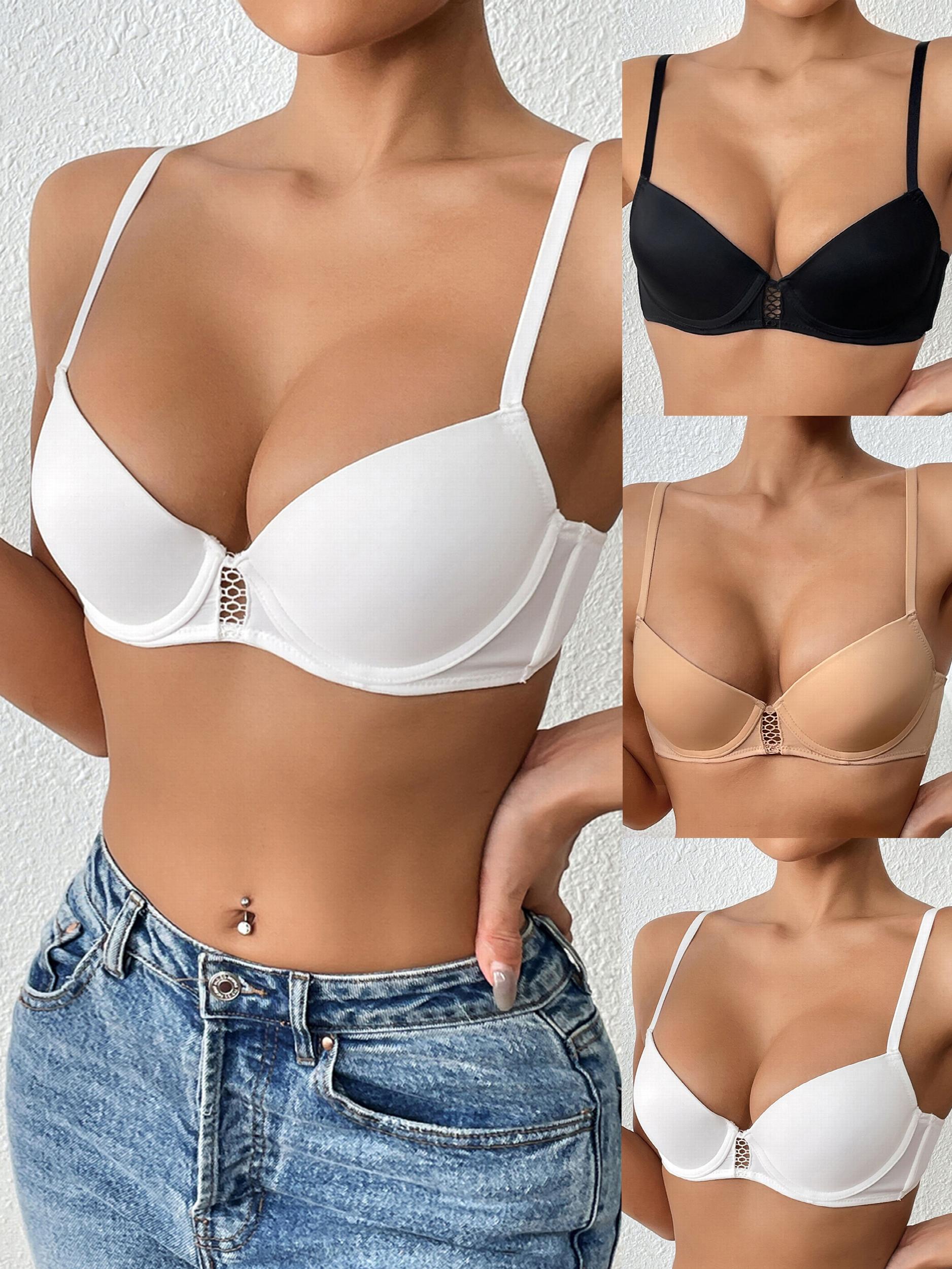 3pcs Hollow Out T Shirt Bras Comfy Breathable Push Up Bra
