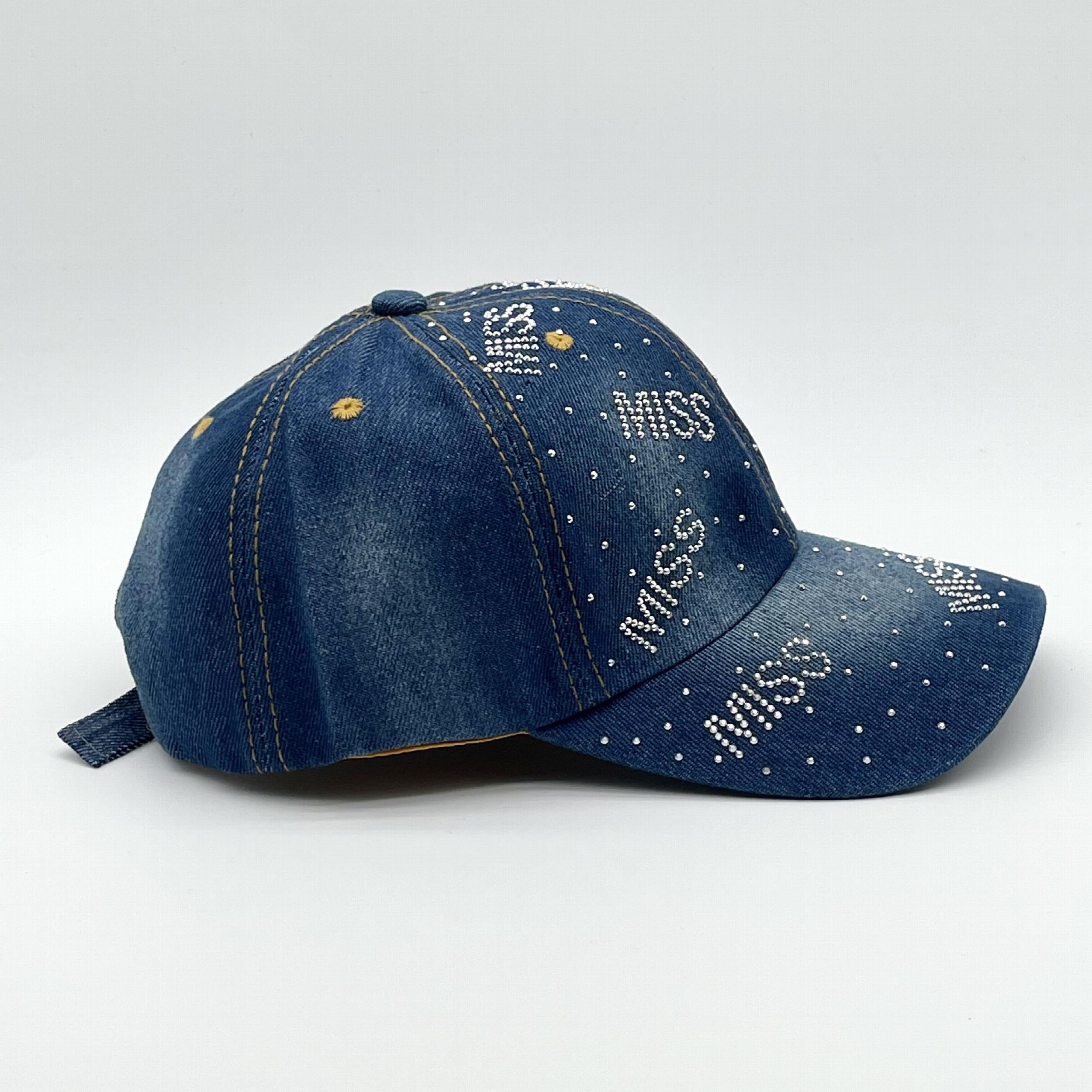 MISS Denim Baseball Cap Rhinestone Hip Hop Sun Hat Y2K Dad Hats Women