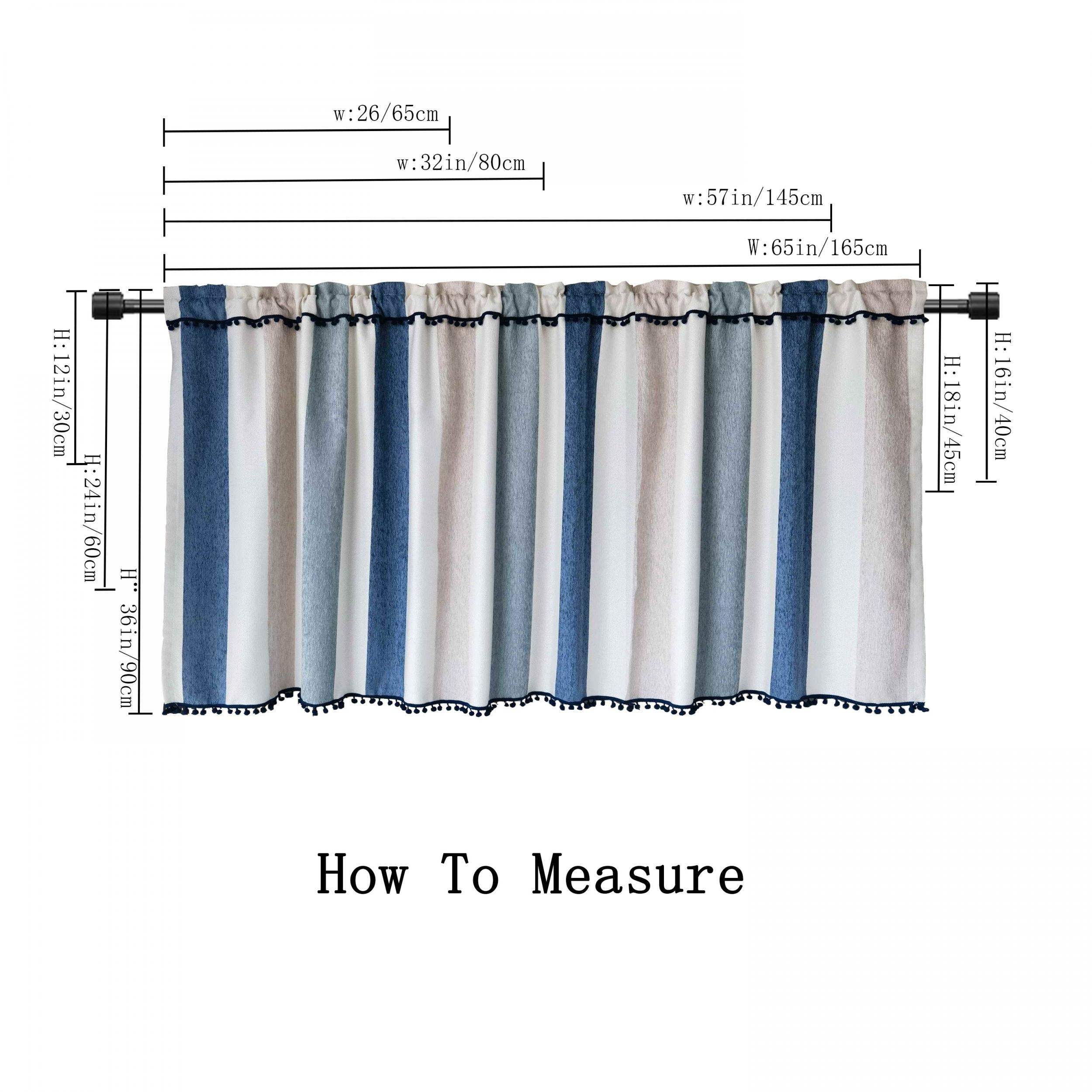 1PC Cafe Blackout Short Curtains Valance Colorful Striped Tassels