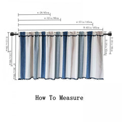 1PC Cafe Blackout Short Curtains Valance Colorful Striped Tassels