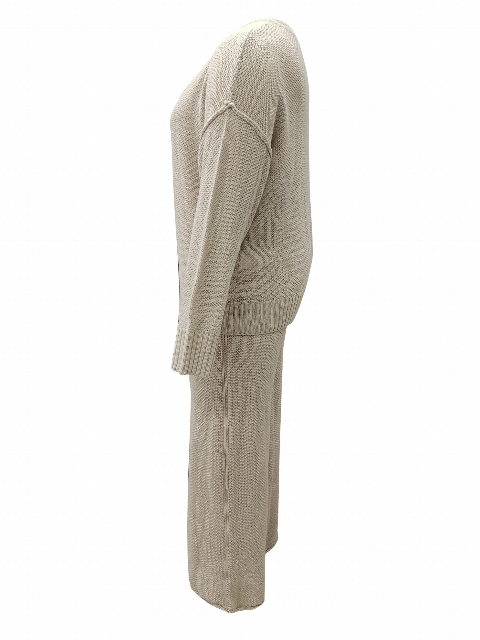  2 Piece Casual Sweater Set Long Sleeve Round Neck Outfits