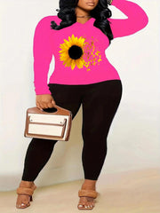  Sunflower & Butterfly Print 2 Piece Set