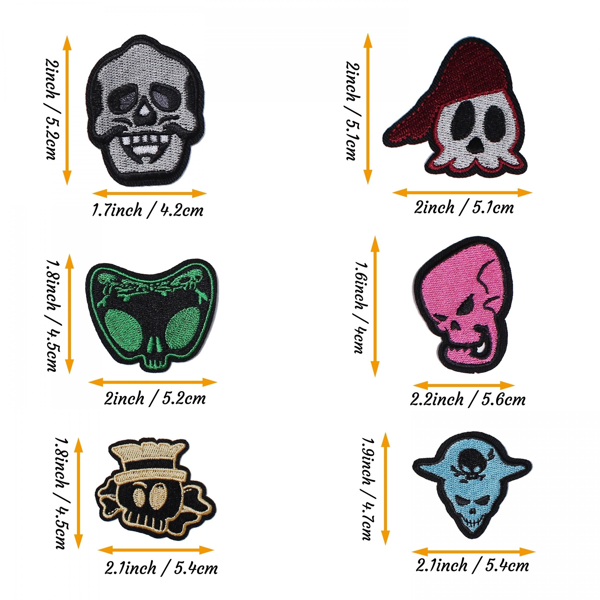 16Pcs Skull Embroidered Iron on Patches DIY Accessories For Men