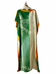  Colorblock Floral Print Kaftan Dress