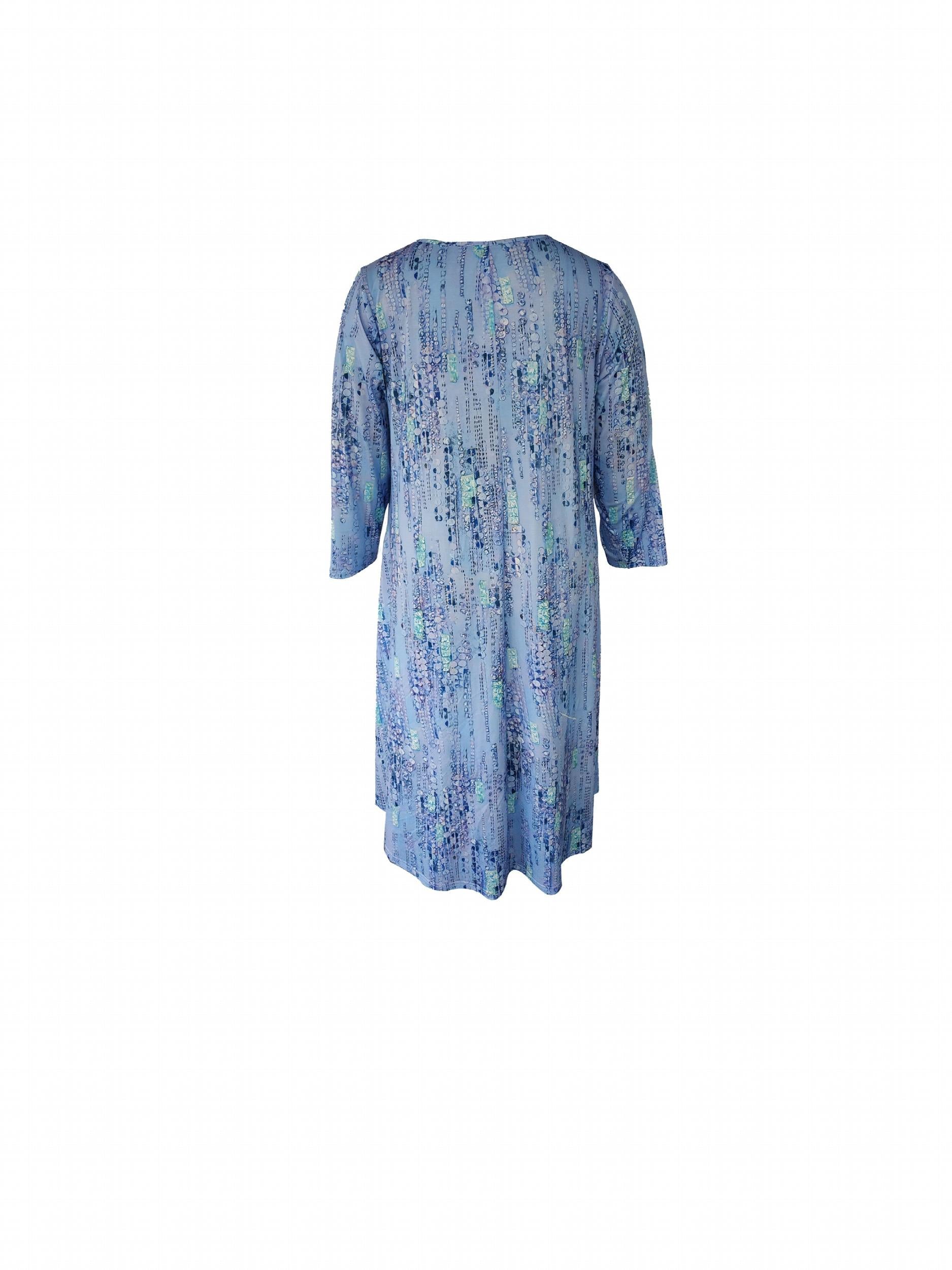  Floral Print Long Sleeve Round Neck Dress with Pockets