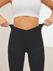 High Waist Seamless Sporty Pants Flared Leg Sports Trousers
