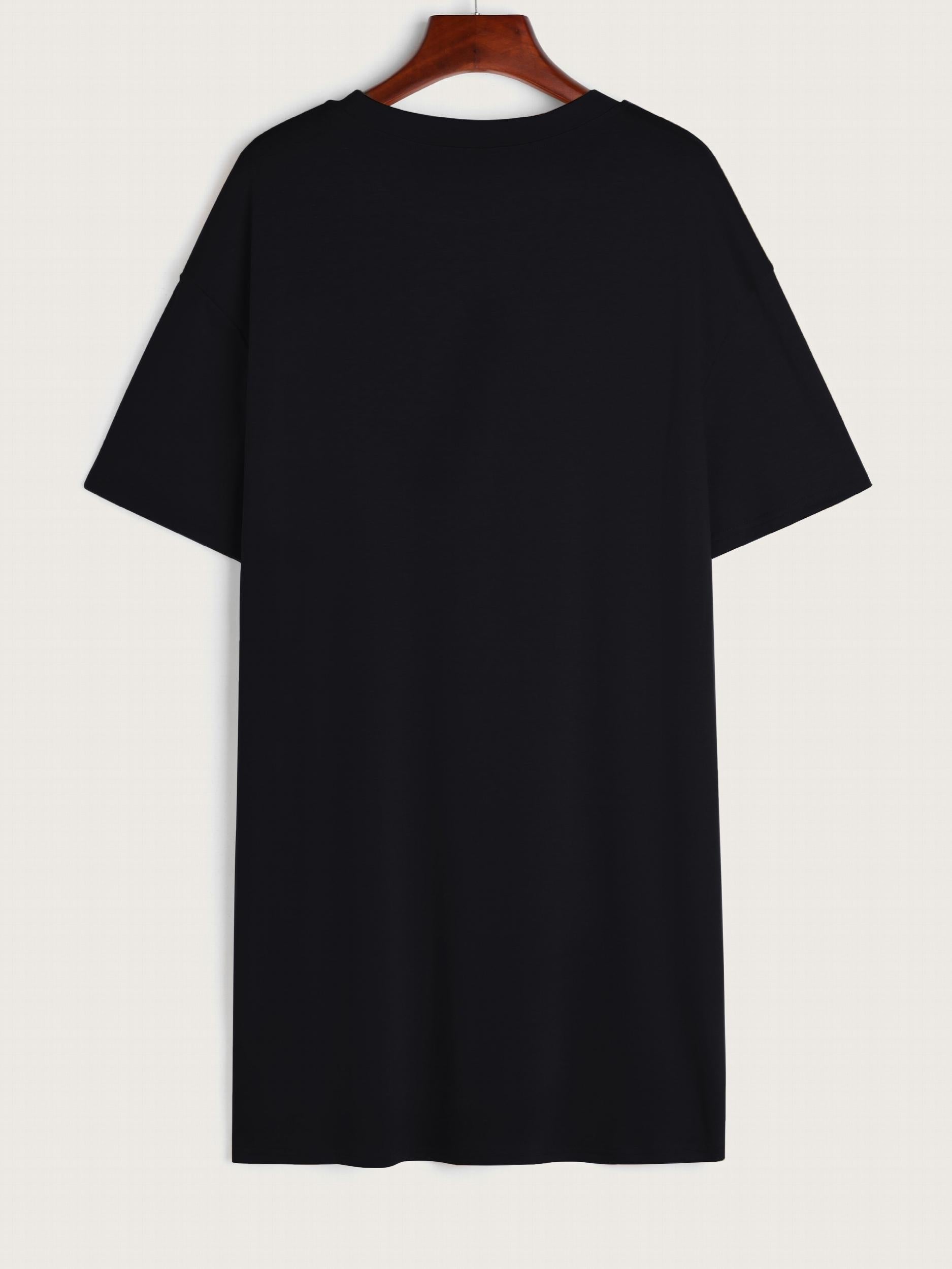  Halloween Casual Dress Women's Plus Slogan & Witch Print Tee Dress
