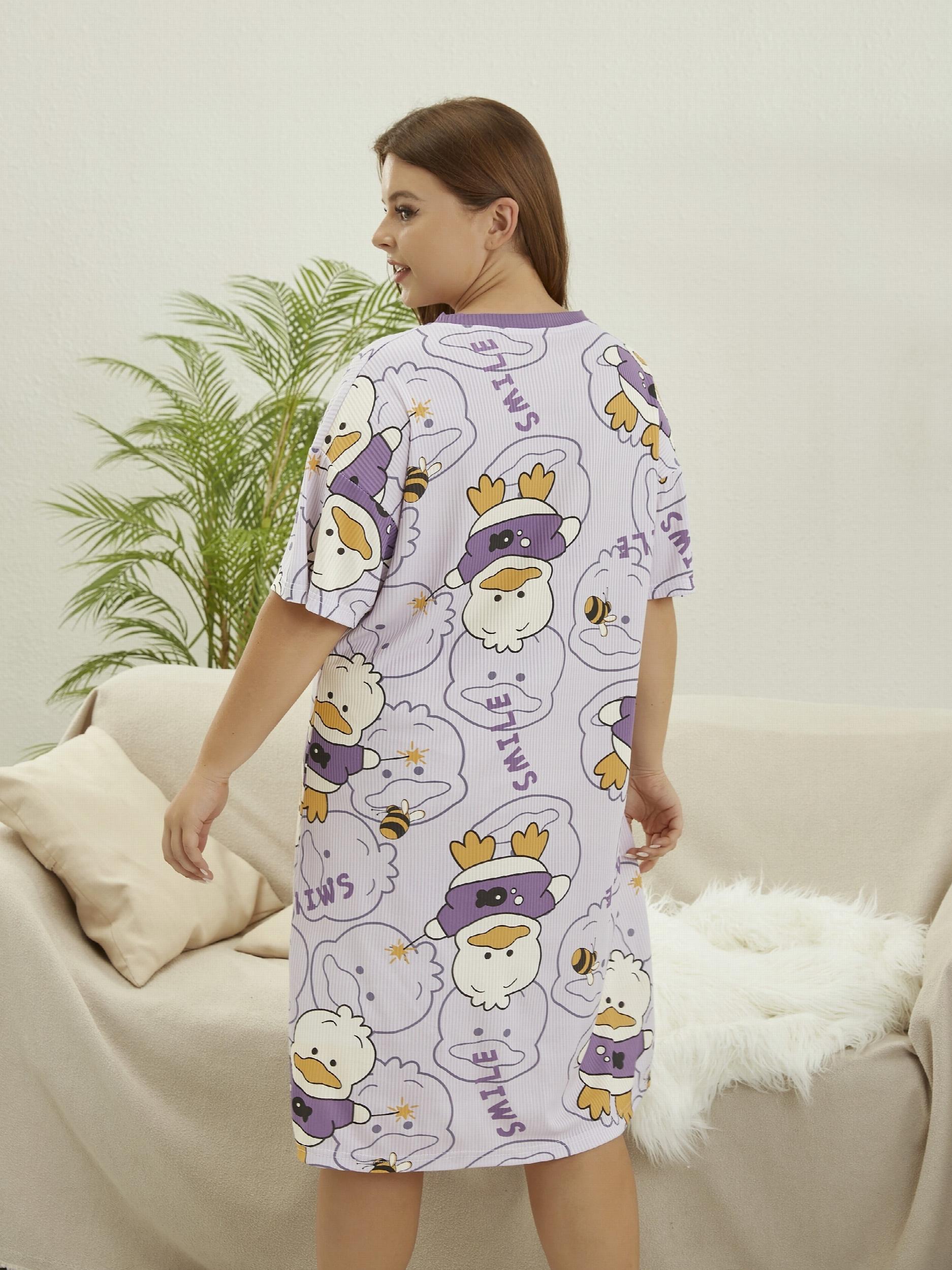 Duck Print Short Sleeve Nightdress
