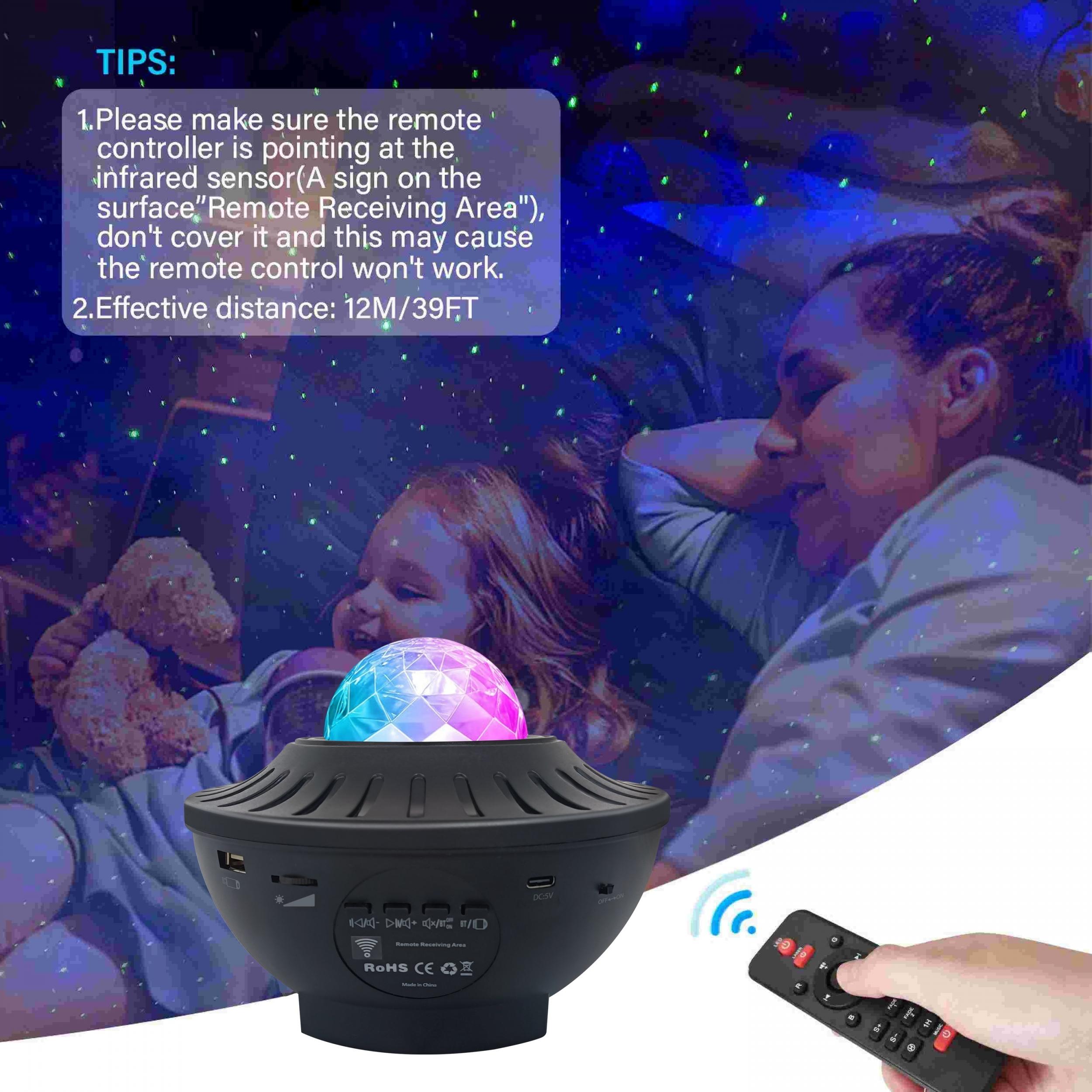 Galaxy Star Projector Night Light Voice Control 4 In 1 Ocean Wave