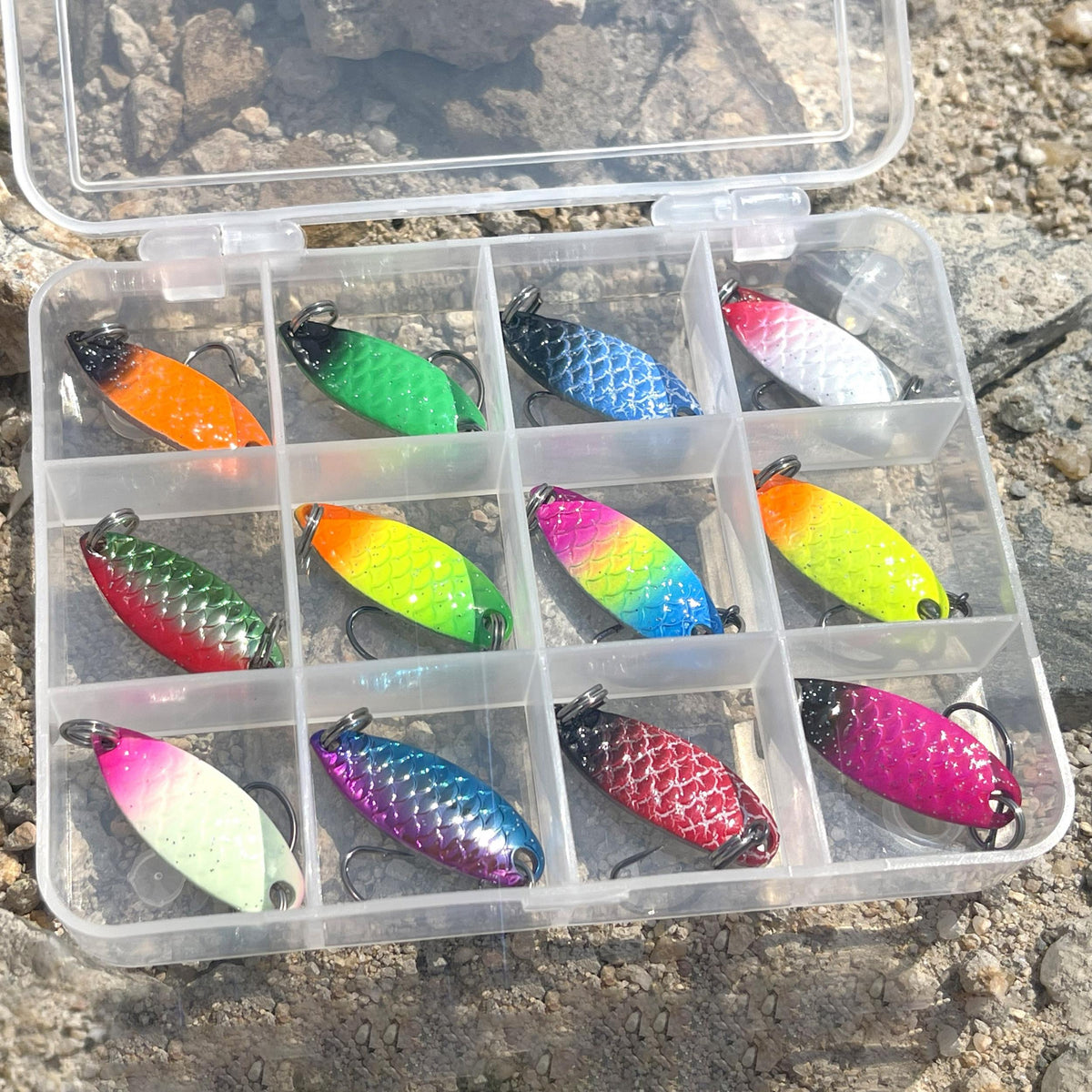 12pcs Colorful Sequin Spoon Shaped Fishing Bait Lure 2.2-2.9g Tackles