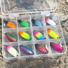 12pcs Colorful Sequin Spoon Shaped Fishing Bait Lure 2.2-2.9g Tackles