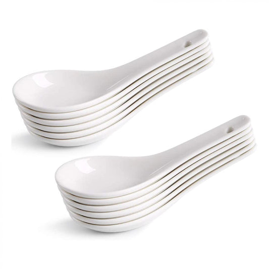 12pcs Ceramic Soup Spoon Modern Dessert Tableware Restaurant Home