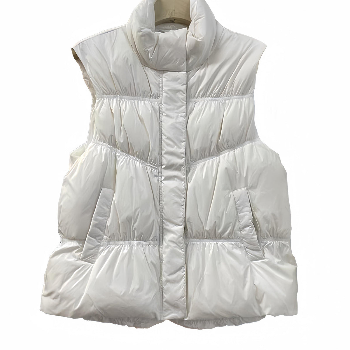 Women's Stand Collar Down Vest Short Waist Slim Shoulder Warm Vest