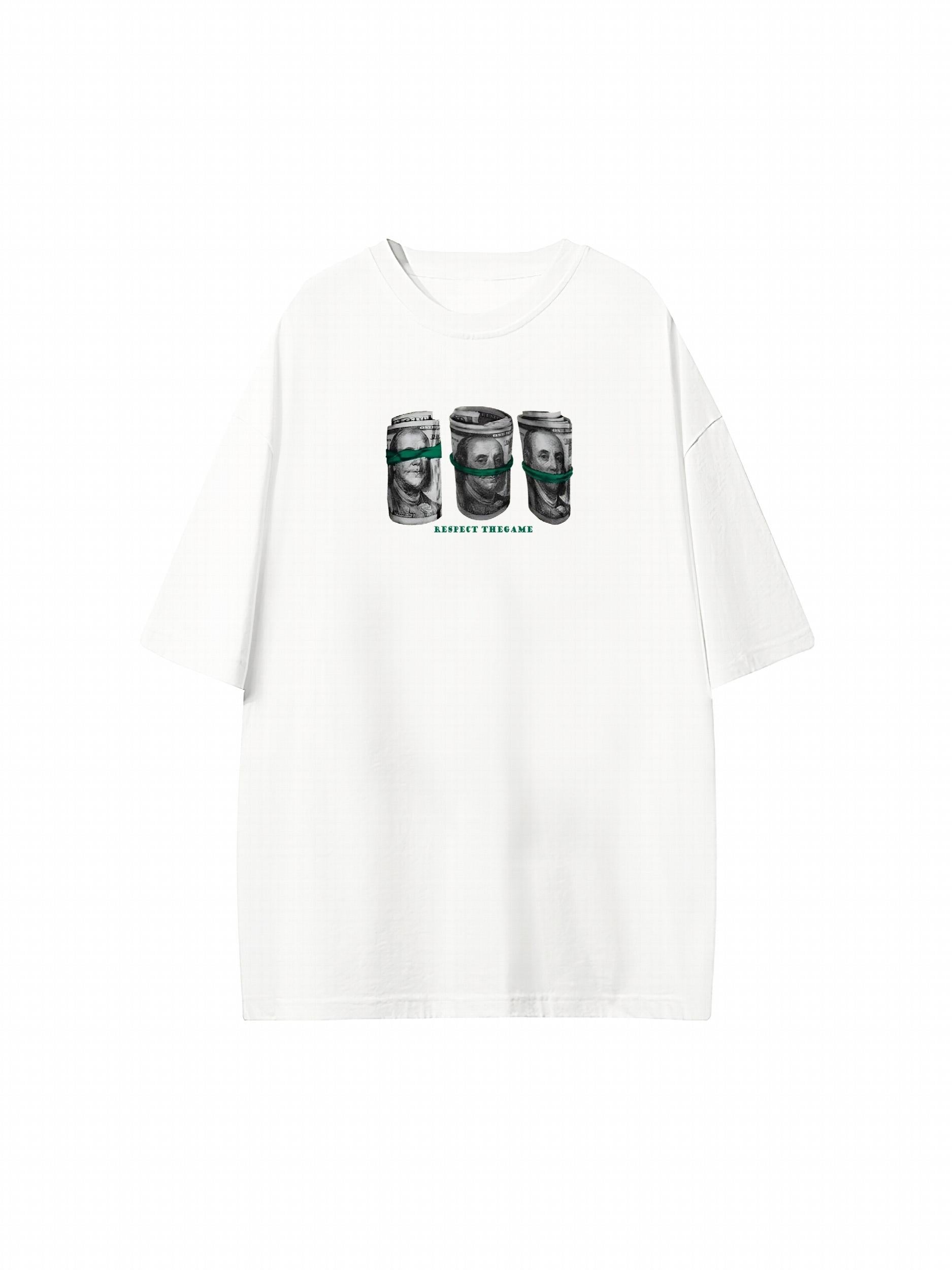 Graphic Hip-hop T-shirt Loose Banknote Style Unisex Top