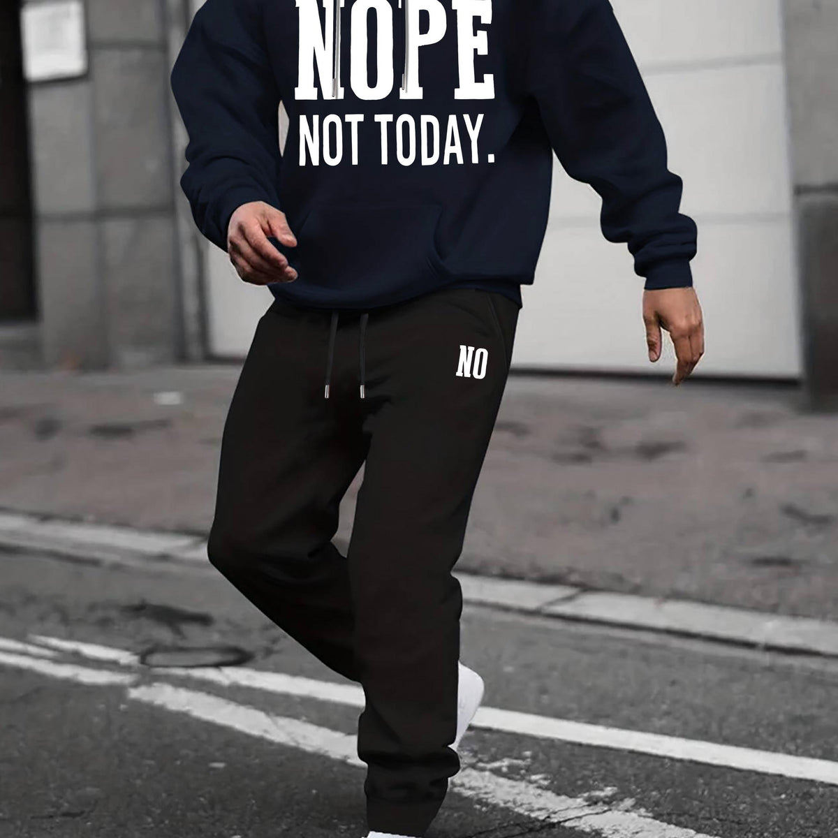 Men's Casual Long Sleeve T Shirt Hooded Sweatshirt & Joggers Set