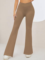 High Waist Seamless Sporty Pants Flared Leg Sports Trousers