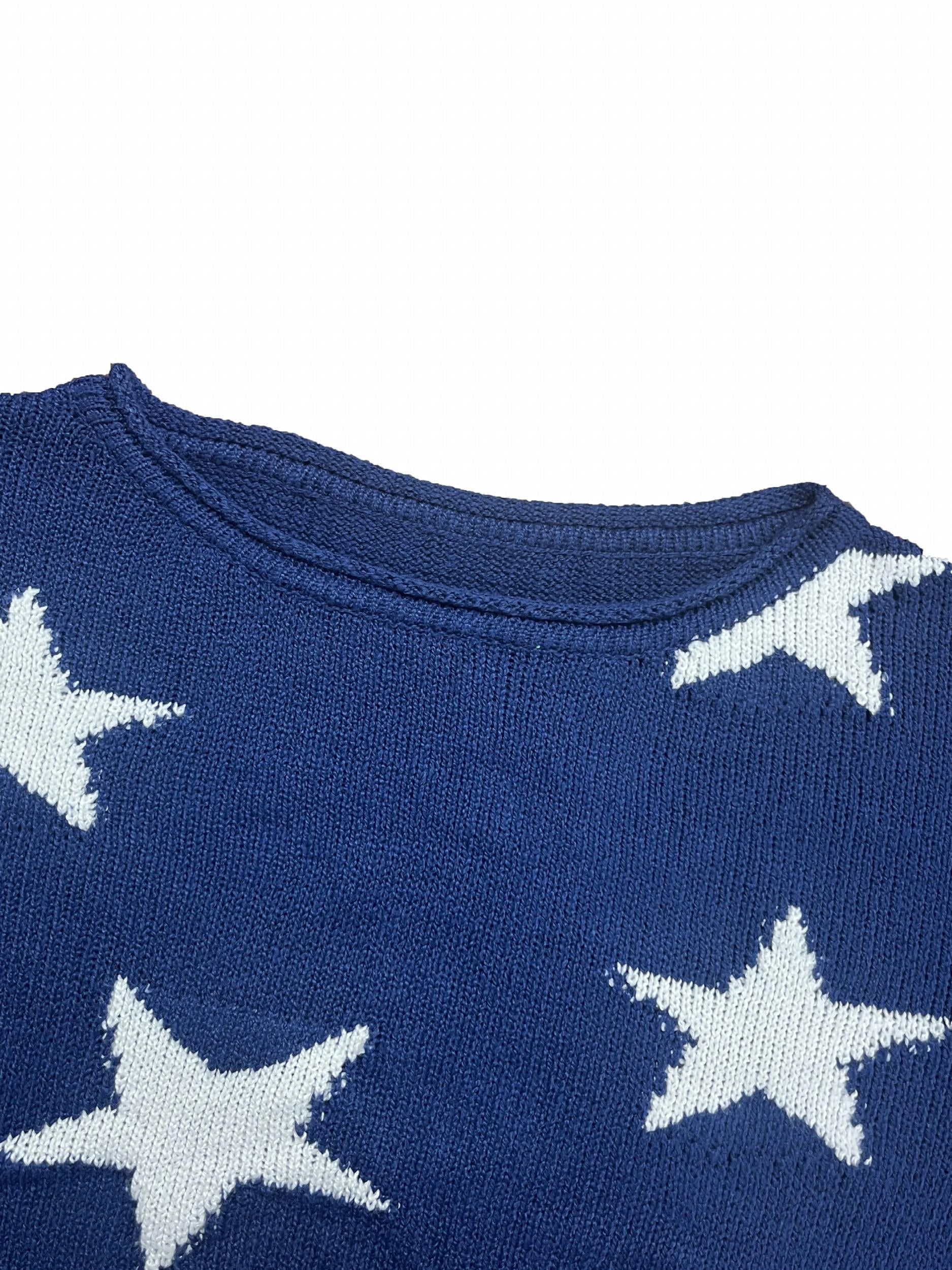  Star Print One Shoulder Sweater