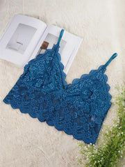 Floral Embroidery Longline High Stretch Bra Plus Size Women's Plus