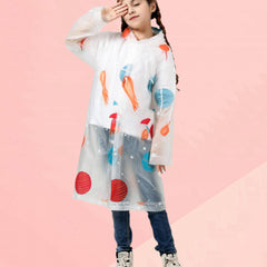 Girls Cartoon Raincoat Poncho for School