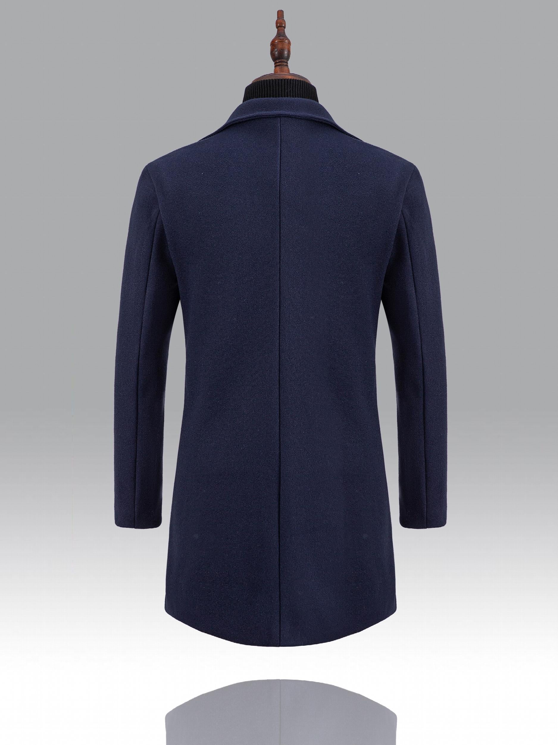 Men's Mid Length Button Up Lapel Coat For Fall Winter Business
