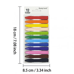 12 Colors Study Hard Hex Crayons Set Washable Non Toxic Art Supplies