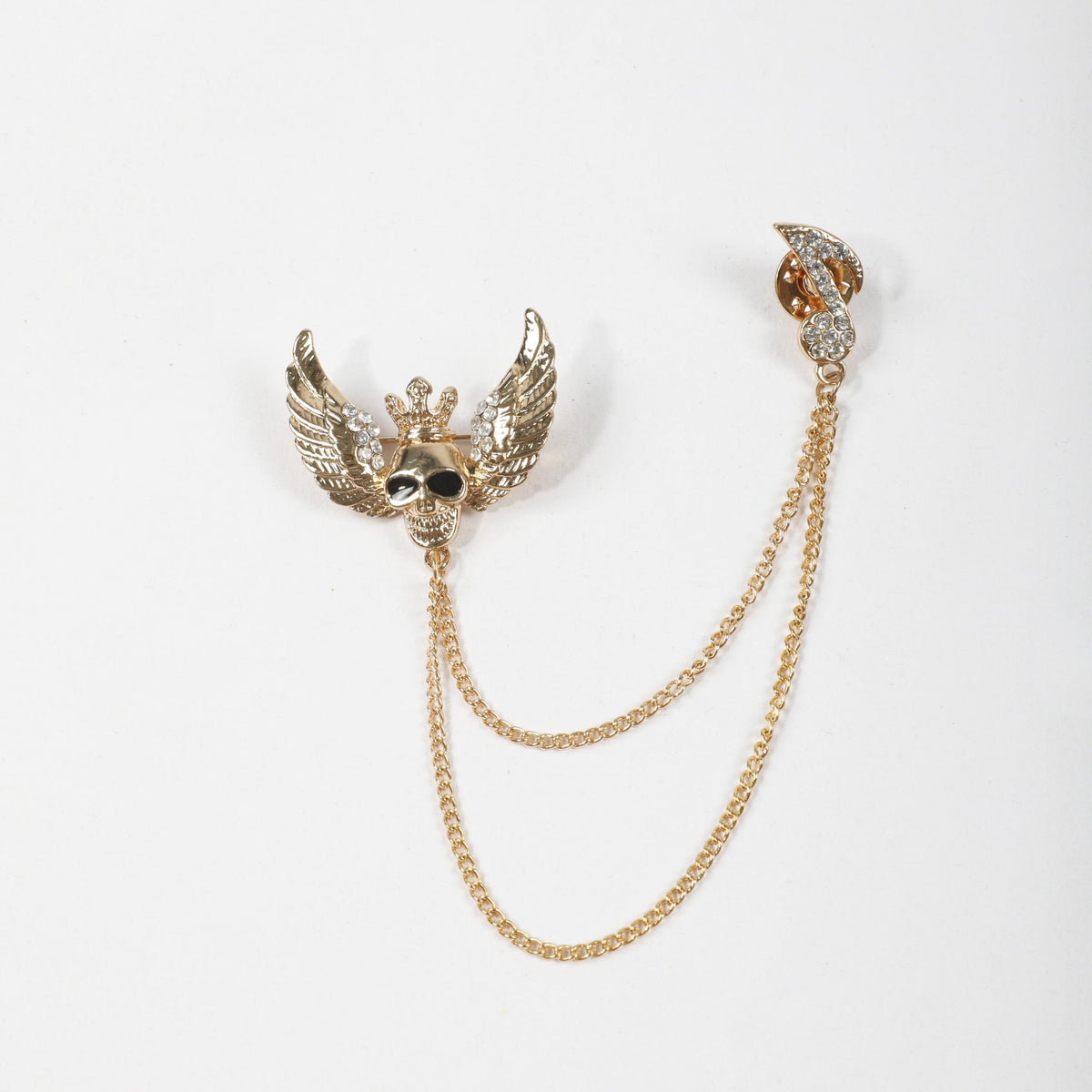 Men's Flying Skull King Tassel Rhinestone Brooch