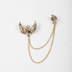 Men's Flying Skull King Tassel Rhinestone Brooch