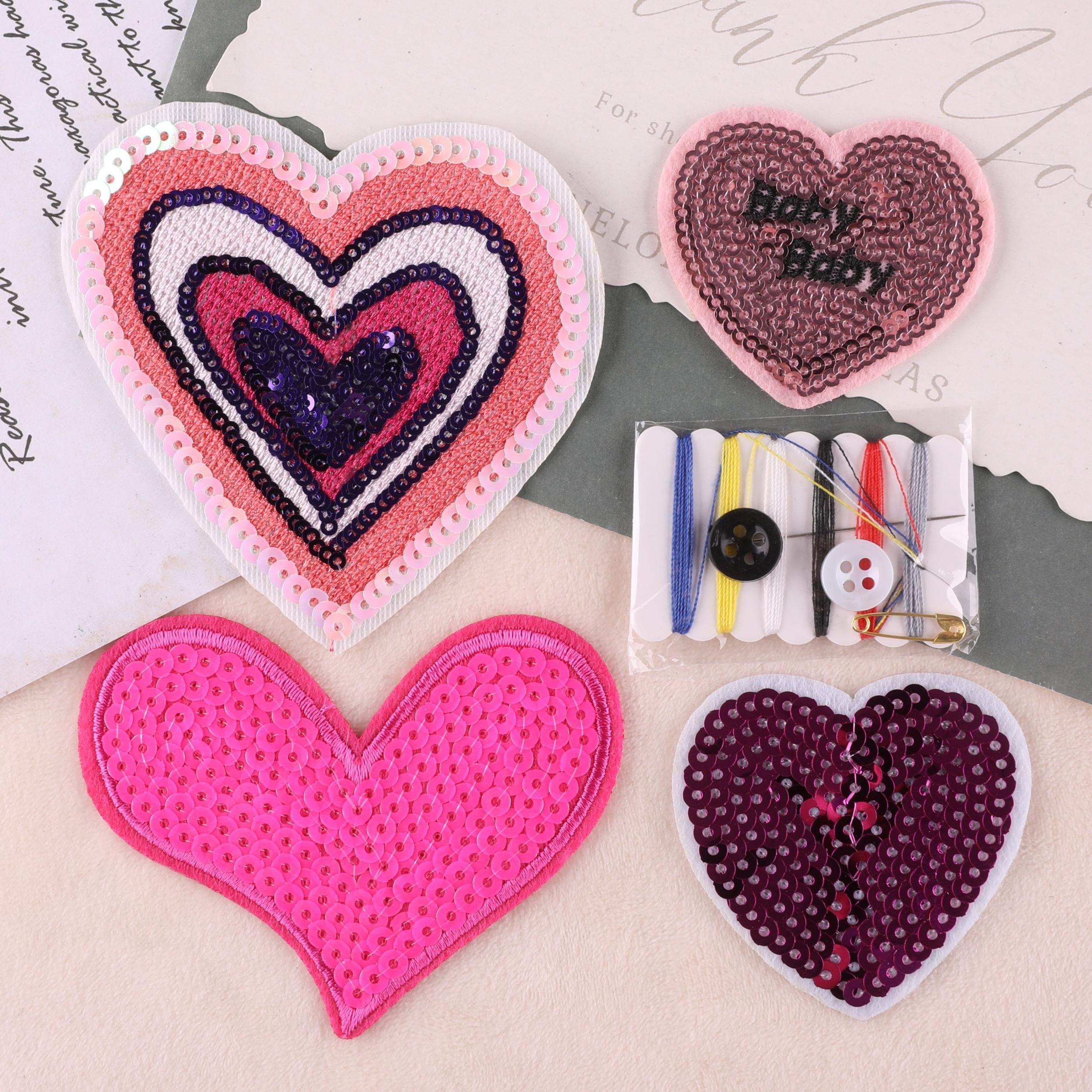 5pcs Love Mixed Sequins Patches For Girls Clothing DIY Iron on Style Stickers
