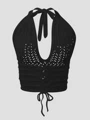 Y2K Crop Sweater Bralette Halter Neck Casual Sweater Women
