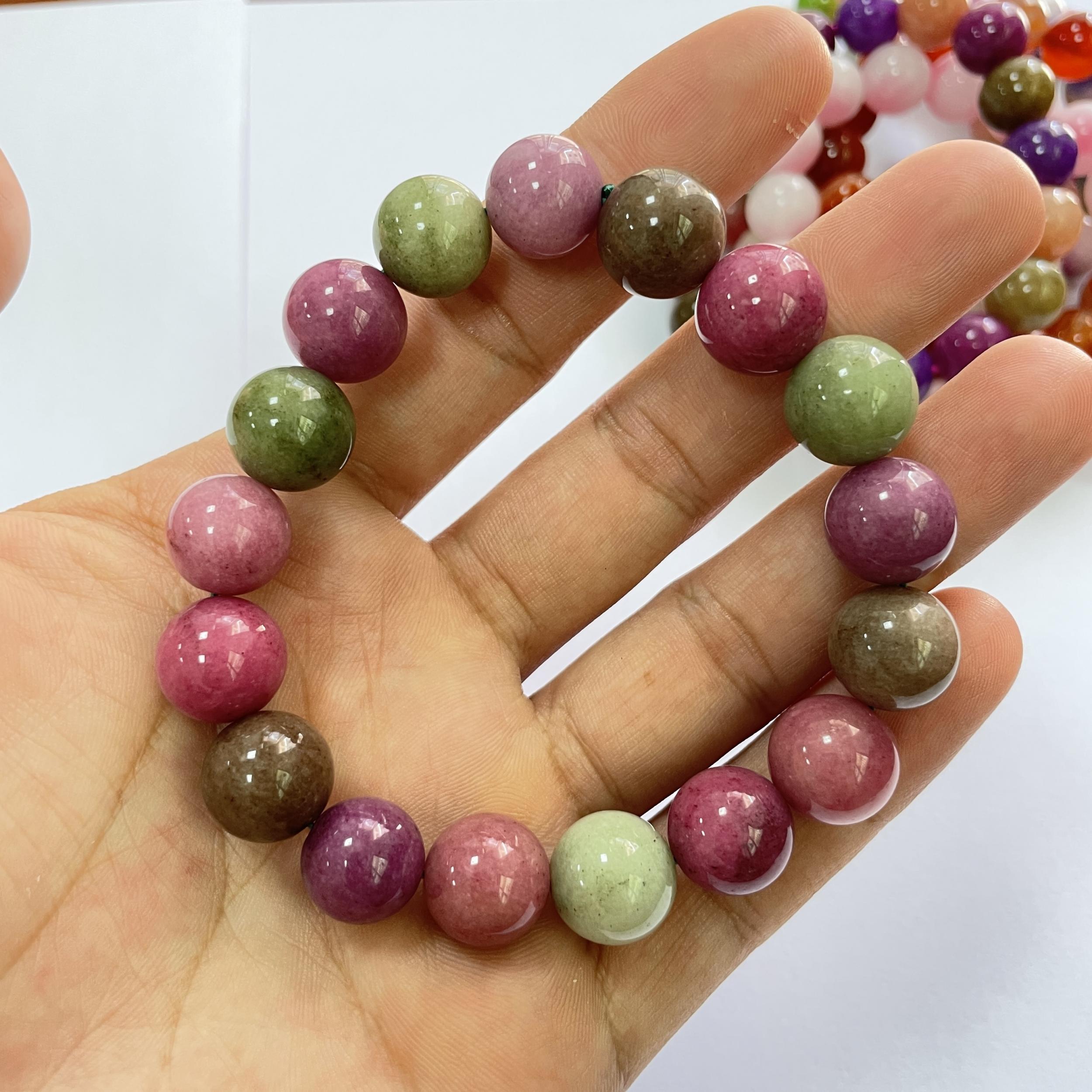 12MM Colorful Tourmaline Plum Blossom Jade Crystal Beads