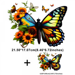 Sunflower Butterfly Iron On Heat Transfer Patch Stickers Clothing Bag Decor