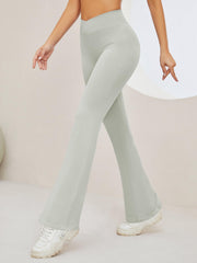 High Waist Seamless Sporty Pants Flared Leg Sports Trousers