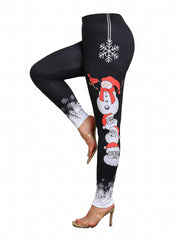  Christmas Outfits Set Women's Plus Santa Claus & Snowman Print Top