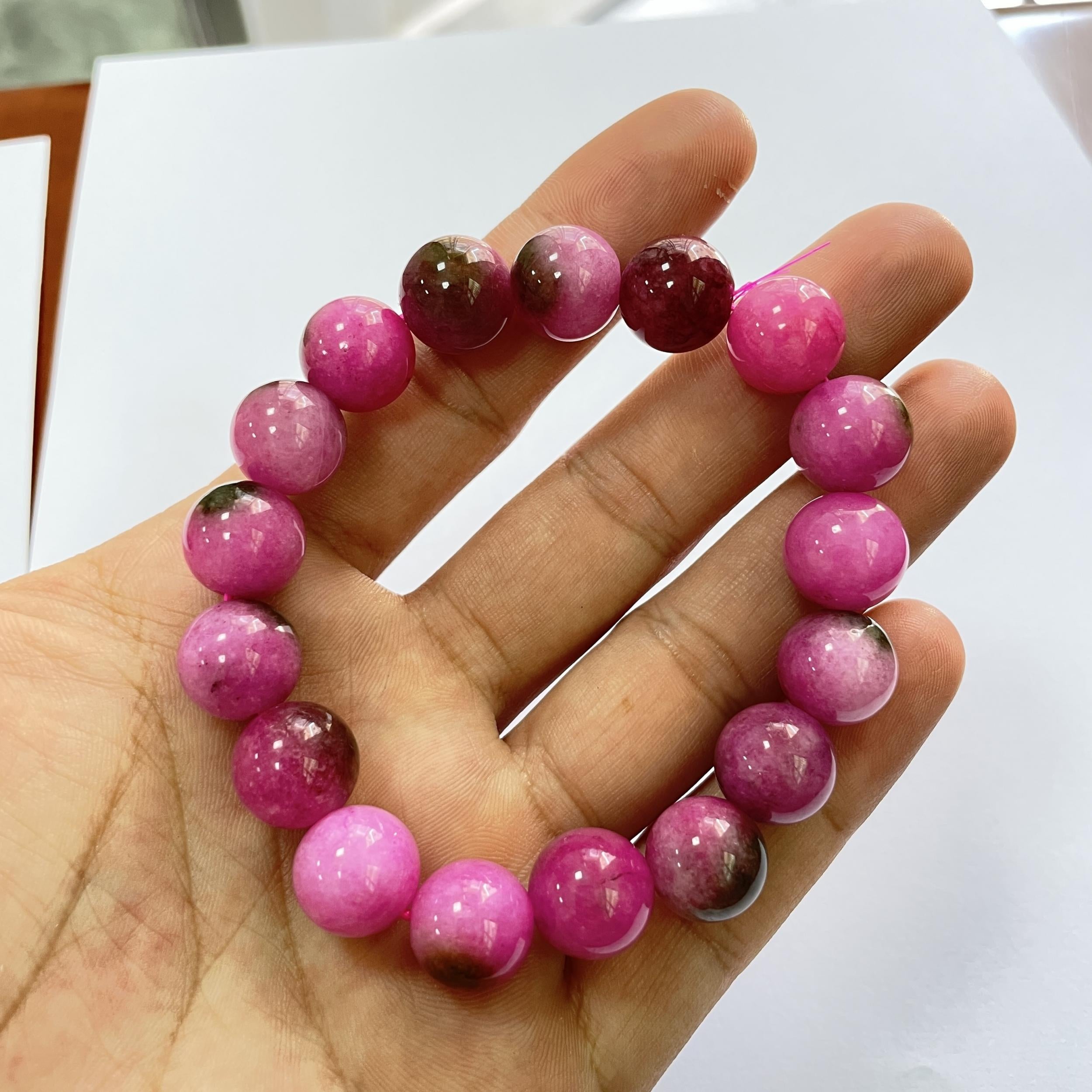 12MM Colorful Tourmaline Plum Blossom Jade Crystal Beads