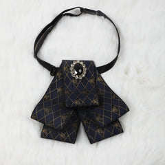 Men's Formal Dress Vintage Skeleton Head Gemstone Collar Bow Tie