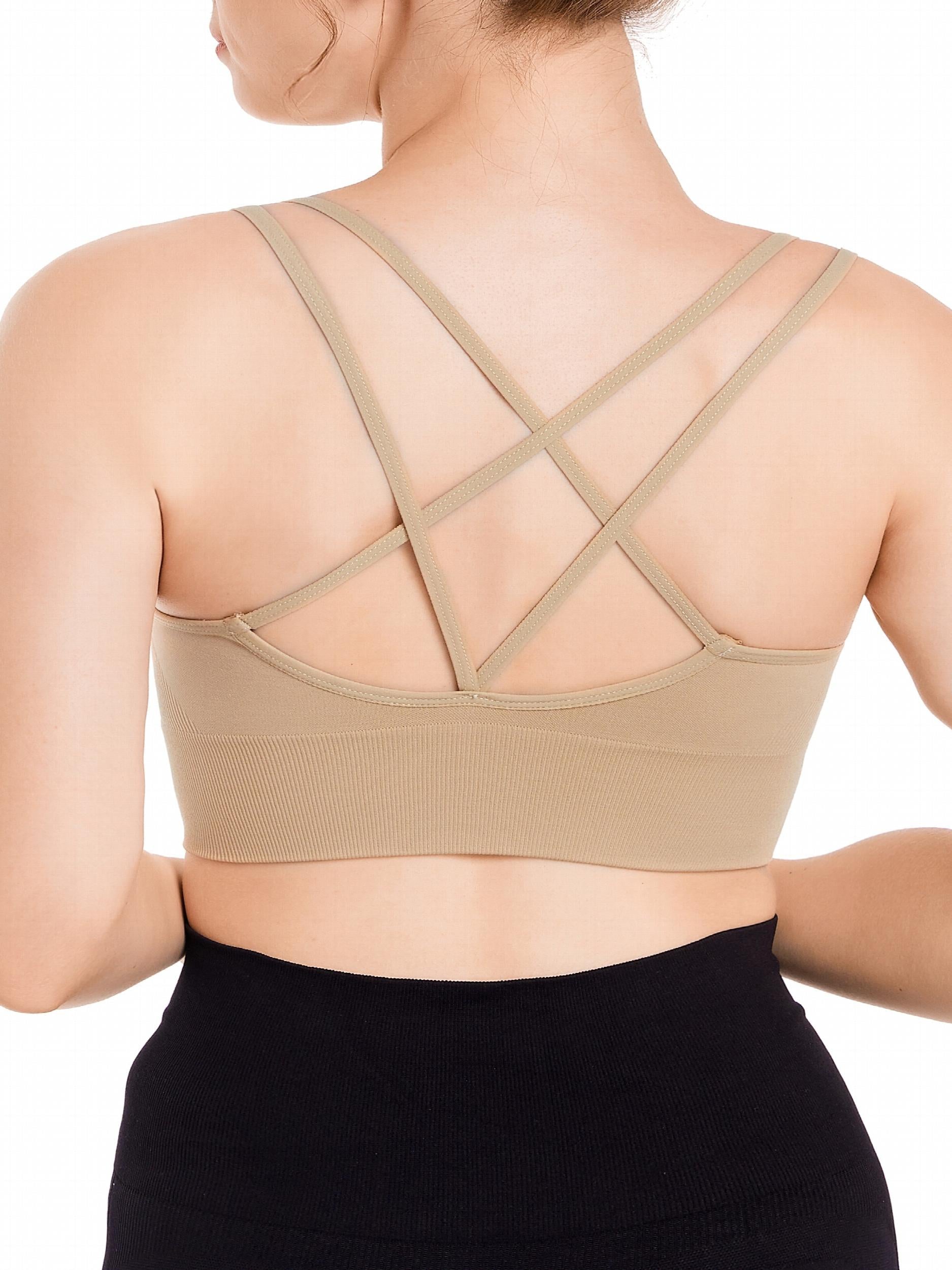  Sports Bra Solid Round Neck High Stretch Bra
