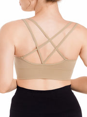  Sports Bra Solid Round Neck High Stretch Bra