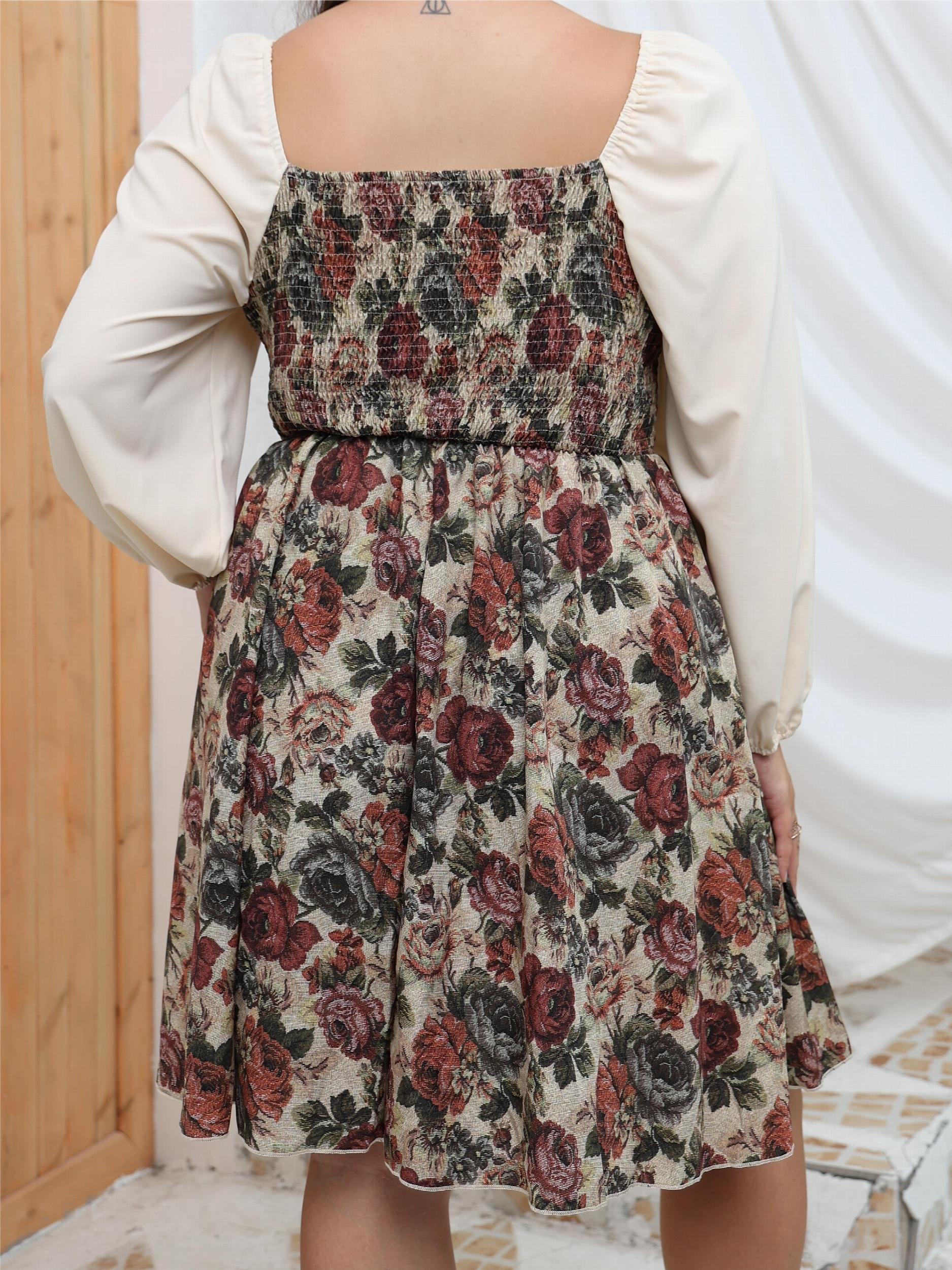  Casual Dress Women's Plus Lantern Sleeve Sweetheart Neck Dress