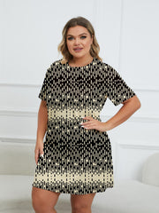  Striped Round Neck Short Sleeve Loungewear Dress
