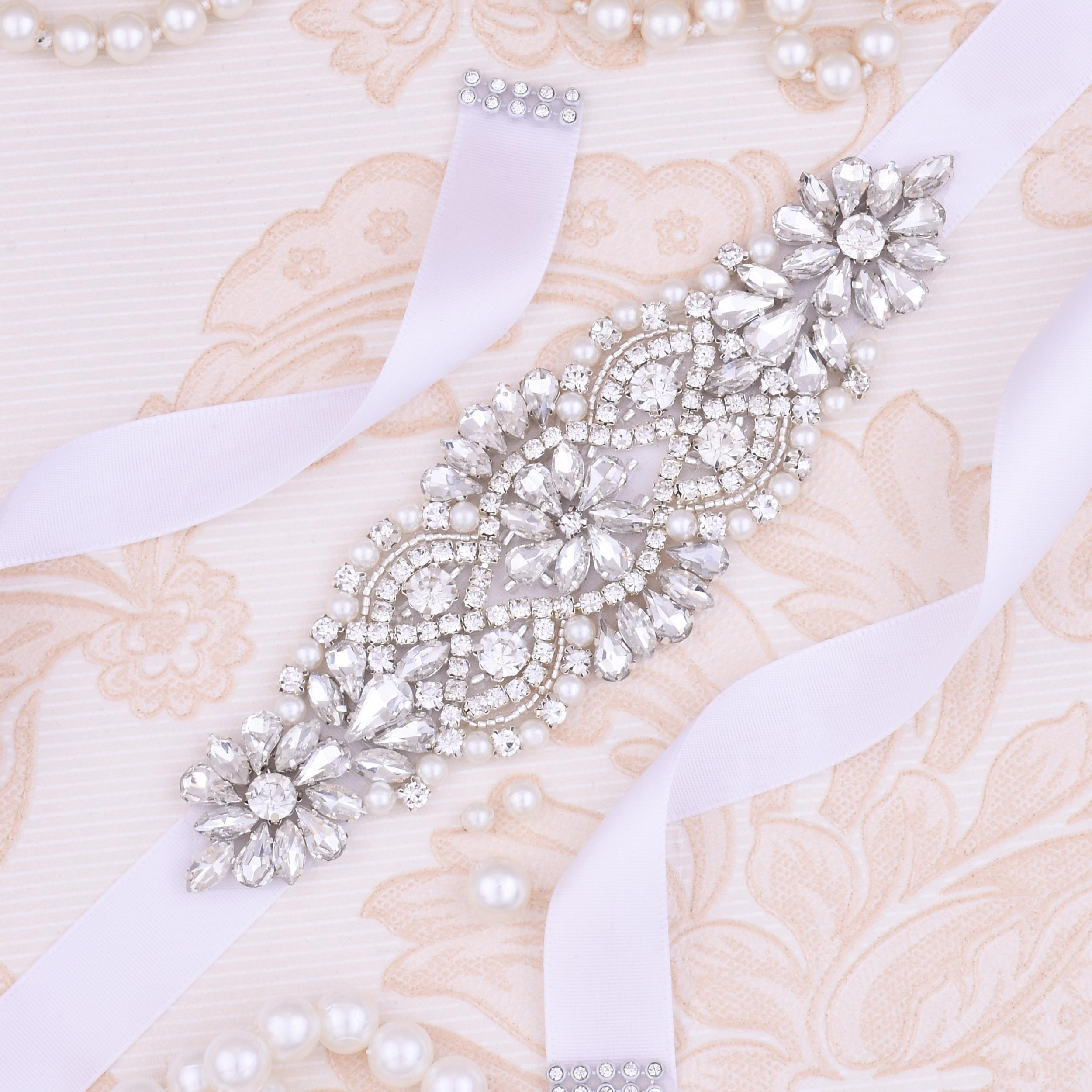 Crystal Bridal Belt Sash with Rhinestones for Upscale Gowns