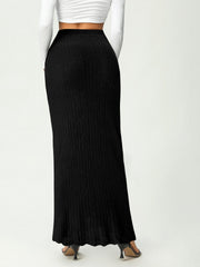 High Waist Scallop Trim Long Skirt for Women