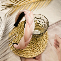 Rhinestone Inlaid Braided Headband Wide Hair Band