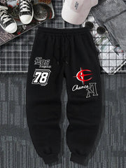 Rose Pattern Joggers Men's Casual Loose Fit Drawstring Pants