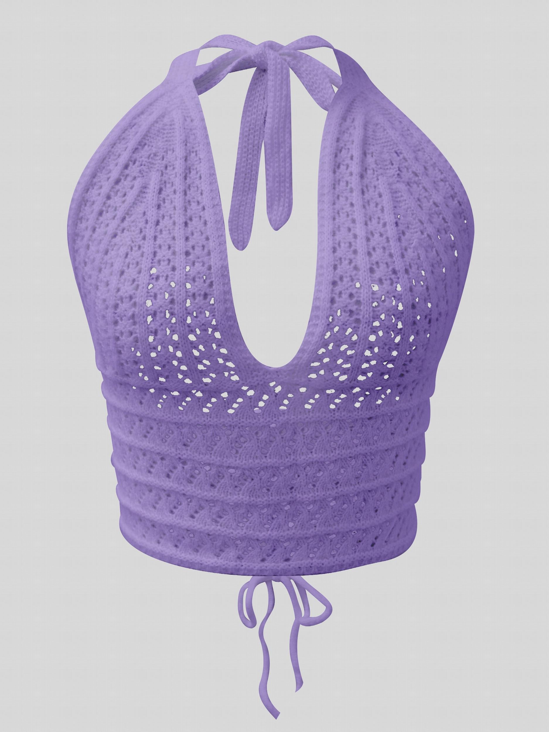 Y2K Crop Sweater Bralette Halter Neck Casual Sweater Women